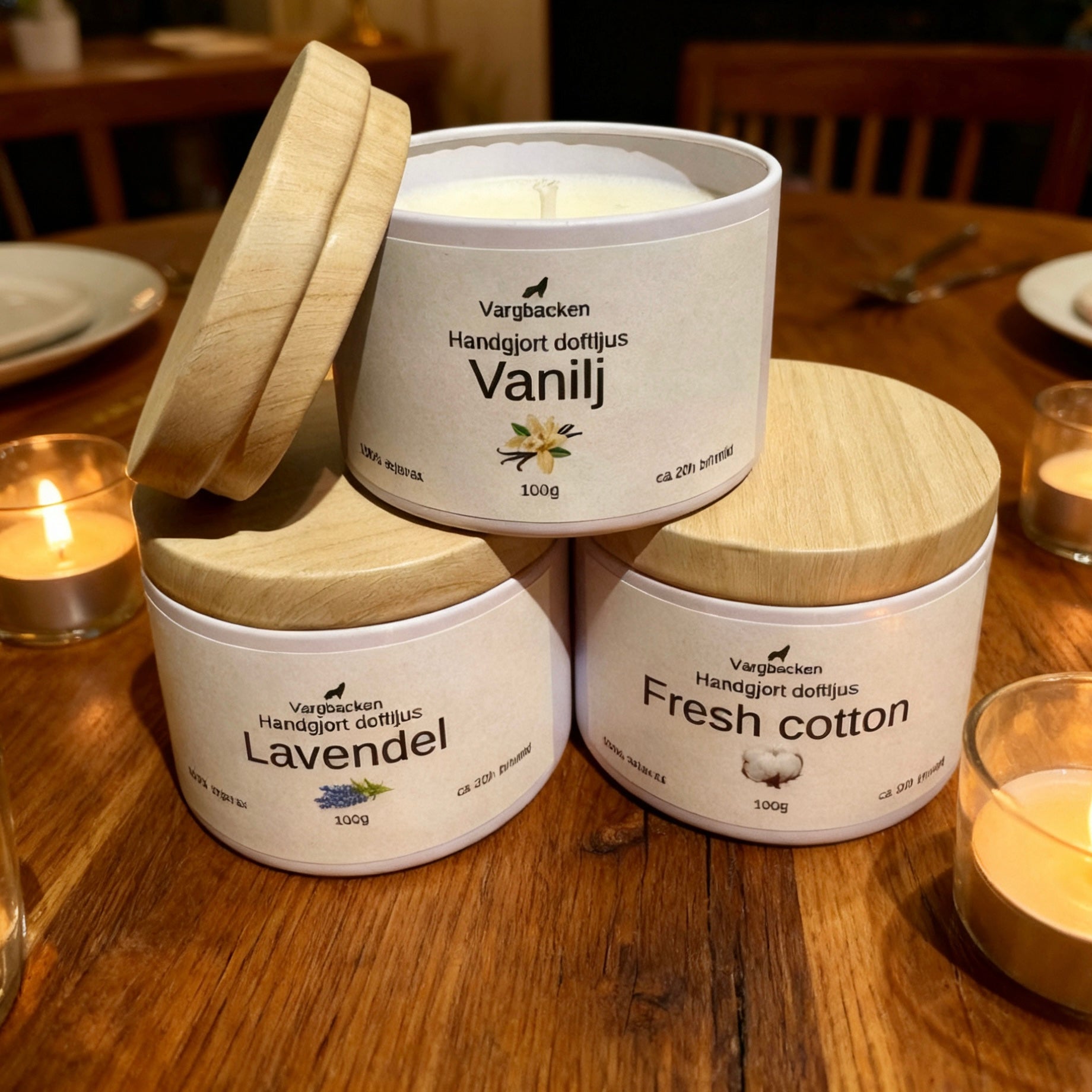 Ljusen lavendel vanilj freshcotton present sojavax våra favoriter