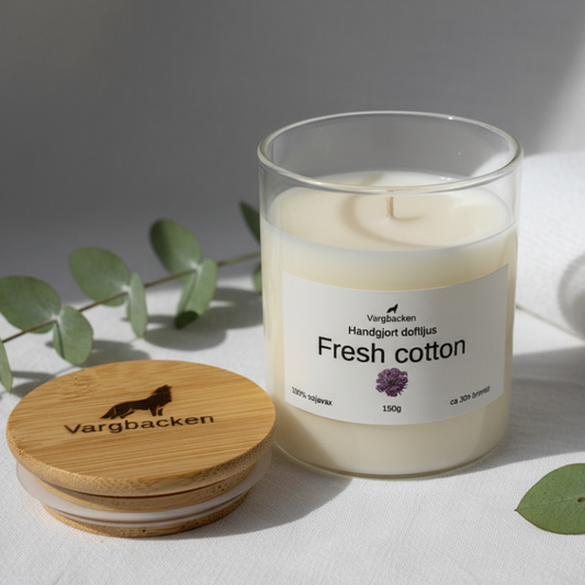 Fresh Cotton – bomullsveke doftljus 150g sojavax.