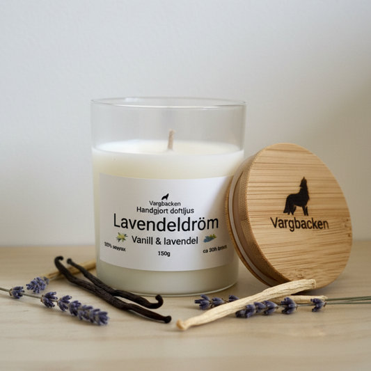 Lavendeldröm med lock 150g – Vargbacken sojavax ljus