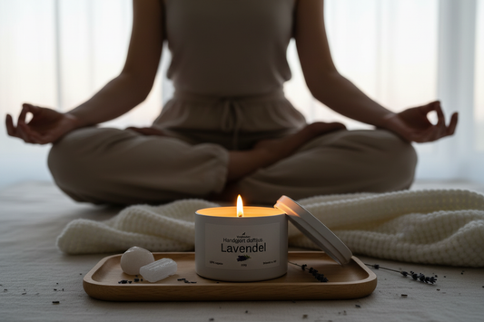 Handgjutet doftljus lavendel sojavax 210g - Naturligt veganskt ljus burk med lock - Tillverkat i Örebro Sverige 